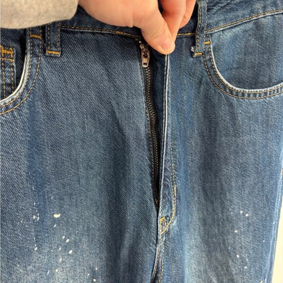 ANTHROPOLOGIE Pilcro The Annie Wide Leg Ultra High Rise Paint Splatter Jeans 27 - Picture 5 of 12